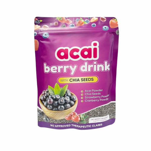 Acai Berry Drink Powder 10Packs per Bag with Chia Seeds and 7 Types of Berry Powders Improve Skin Condition & Enhance Immunity